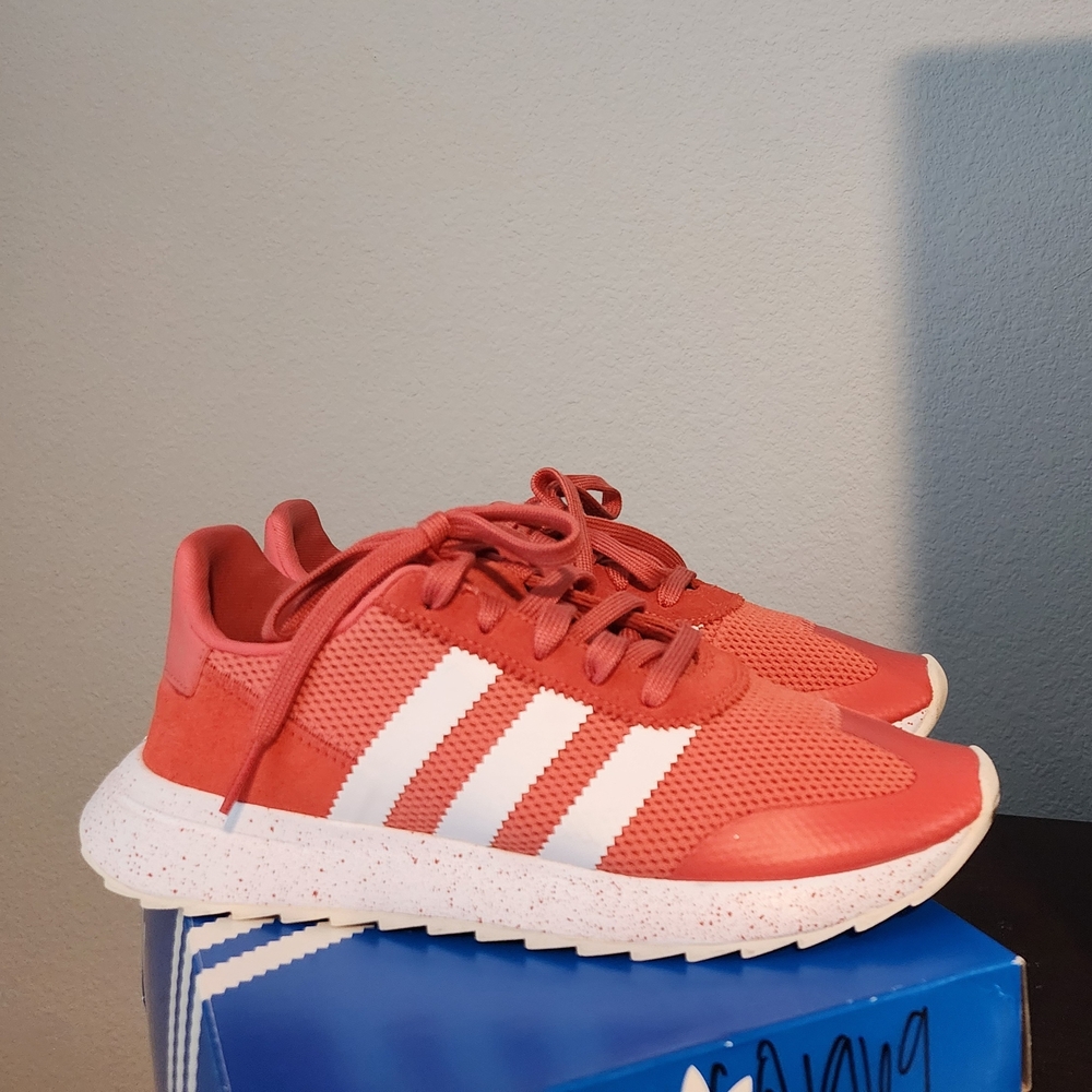 Adidas Red Sneakers with White Stripes